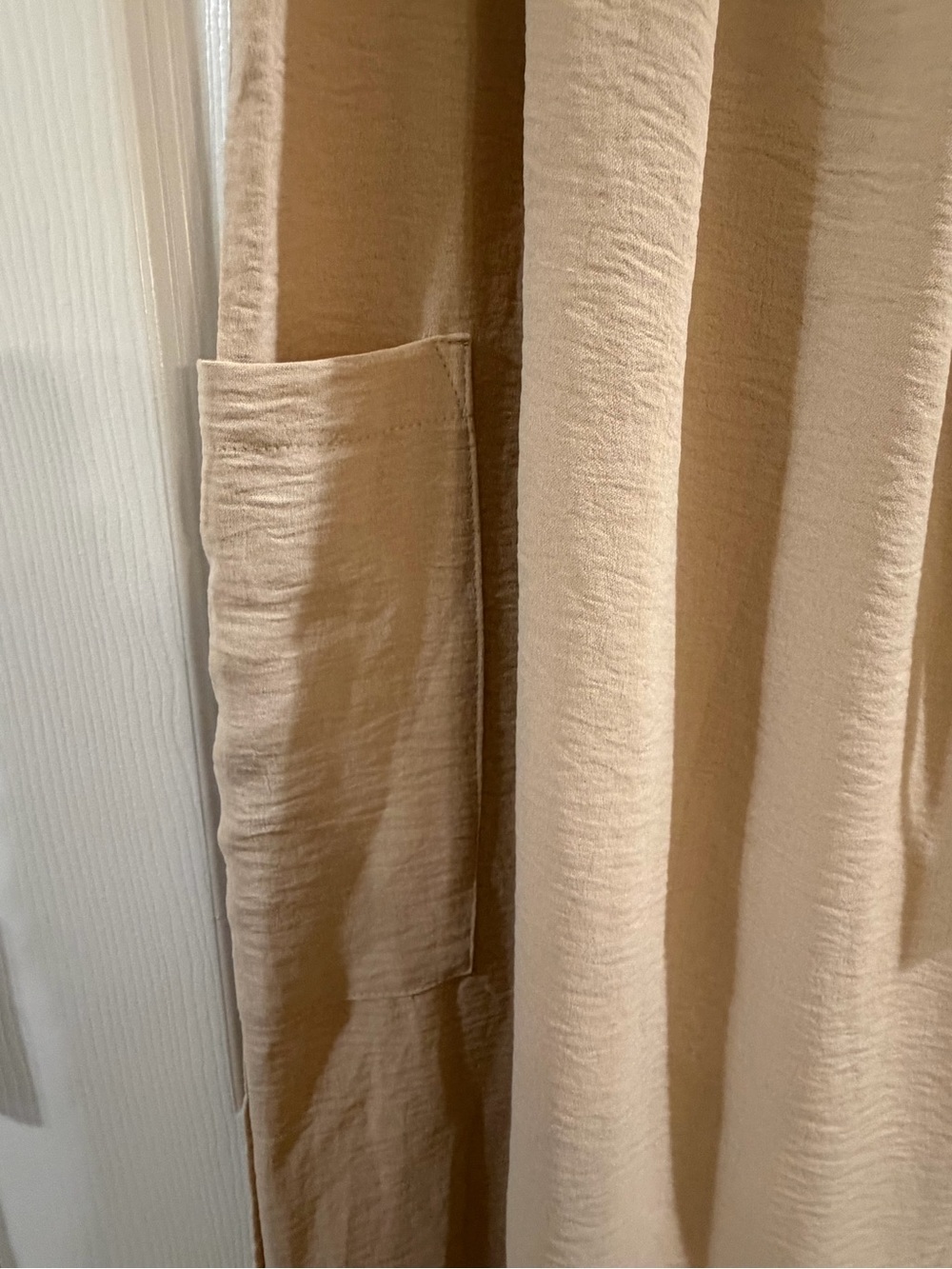 Beige Wide-Leg Drawstring Pants - Picture 3 of 9
